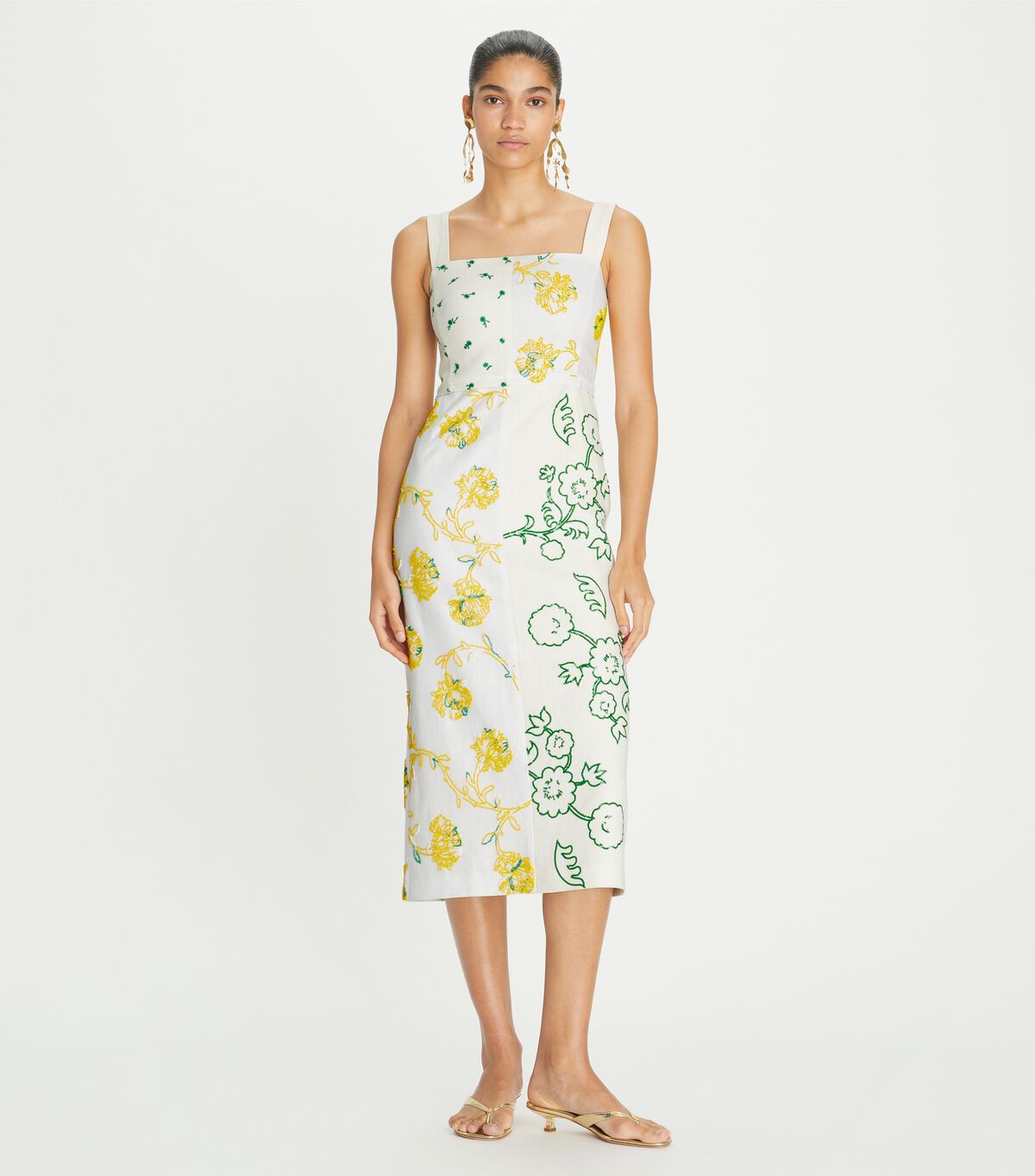 tory burch embellished patchwork dress