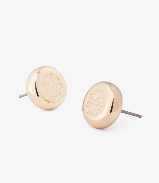 tory burch round icon stud earrings