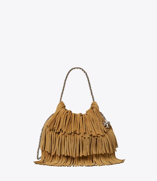tory burch mini fleming fringe hobo bag