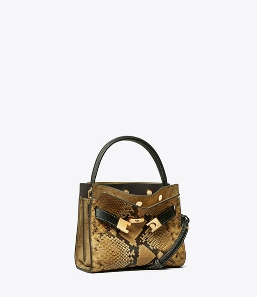 Petite Lee Radziwill Snake-Embossed Double Bag