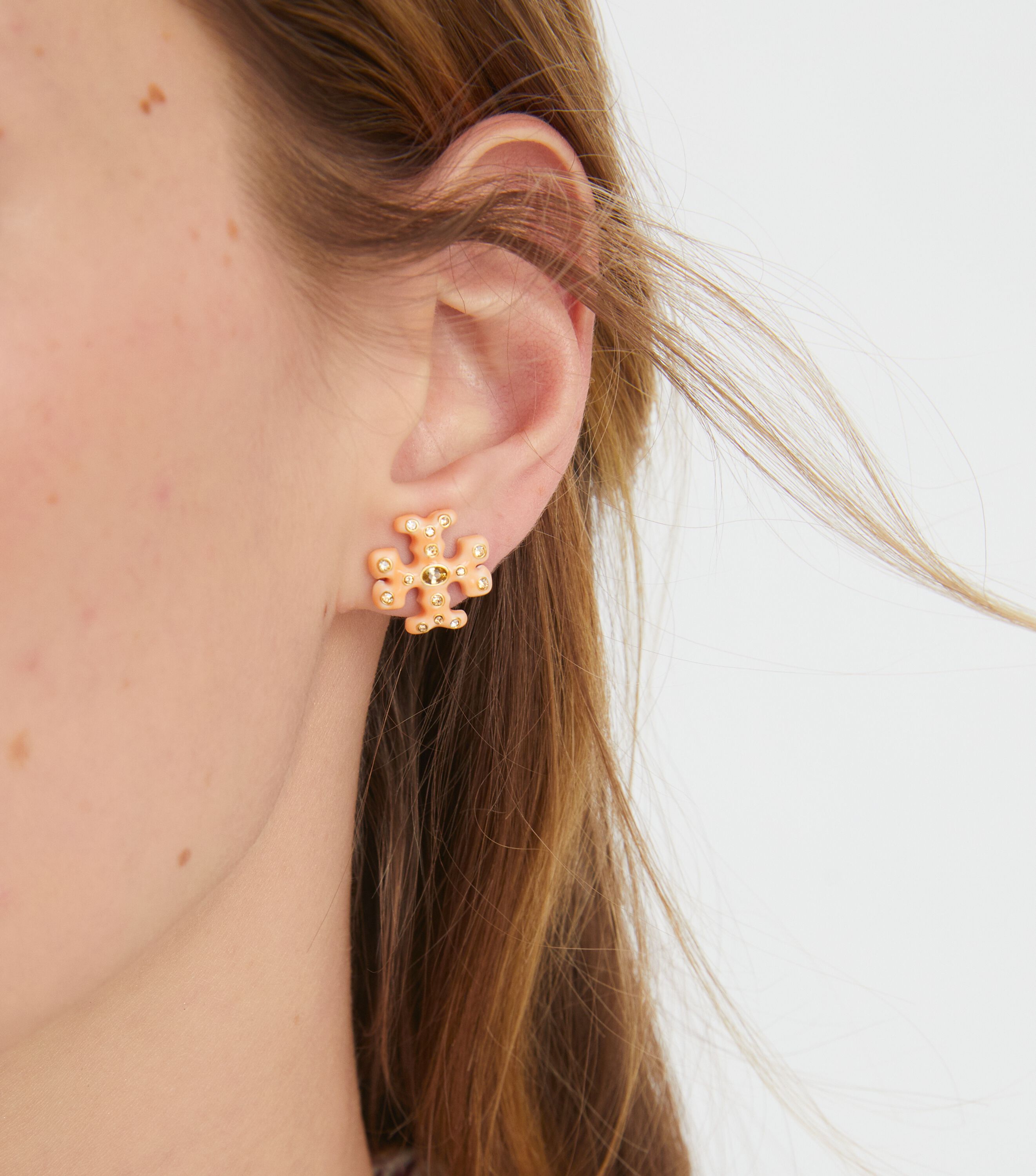 Tory burch large logo stud sale earrings
