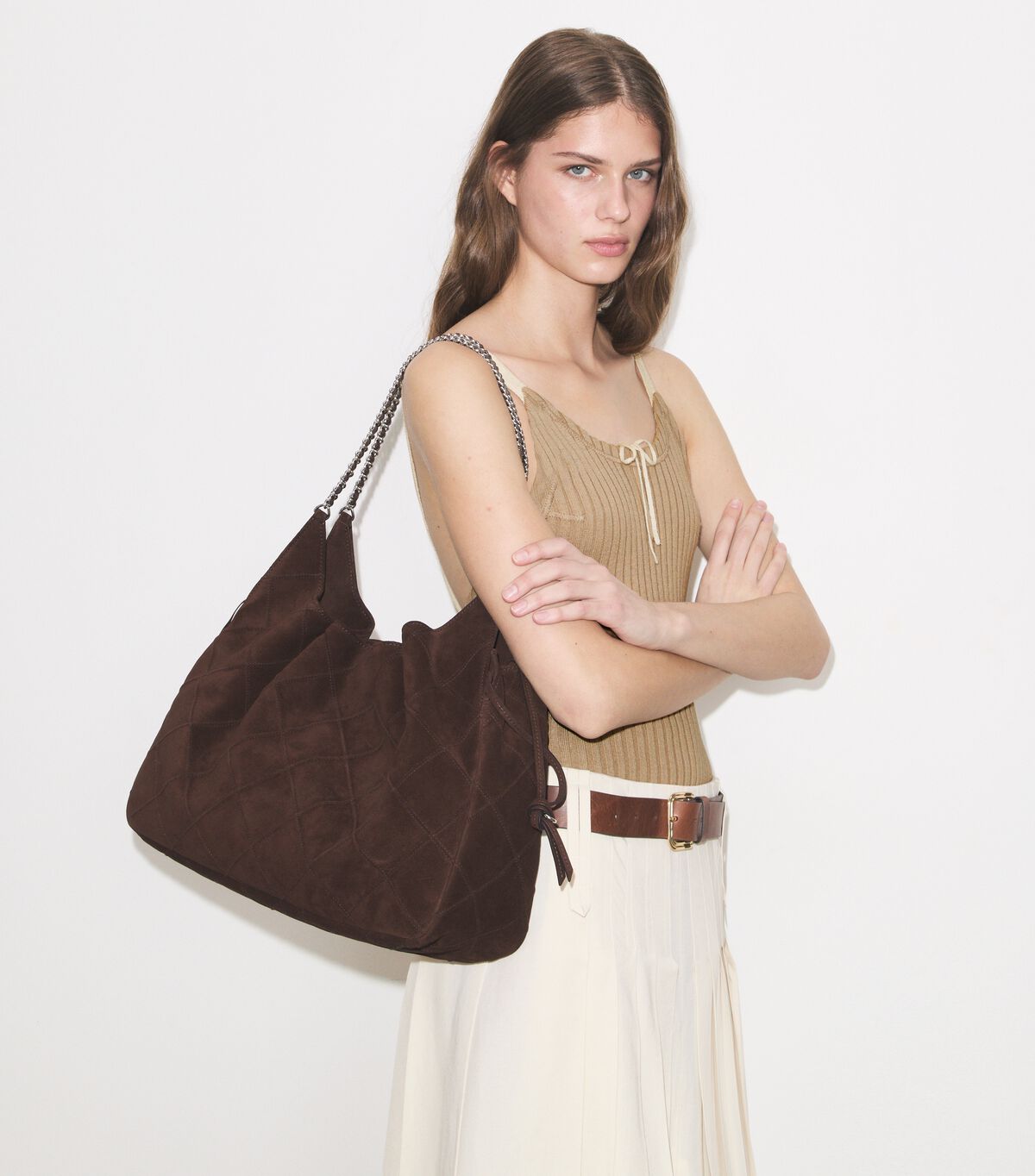 tory burch large fleming suede tote