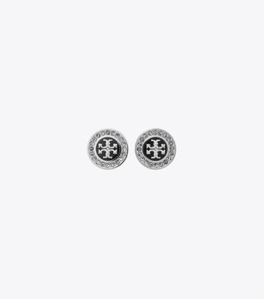 Kira Pavé Enamel Circle-Stud Earring