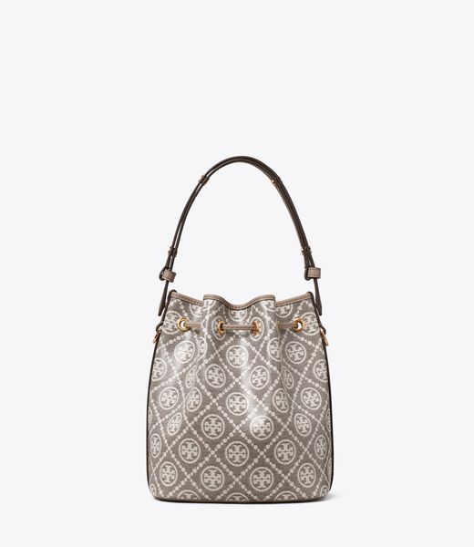 tory burch t monogram coated jacquard bucket bag