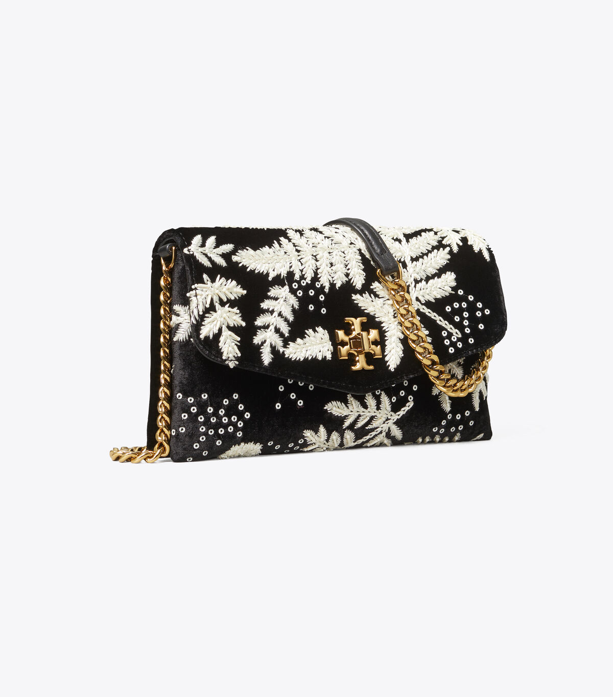 Kira Embroidered Velvet Chain Wallet