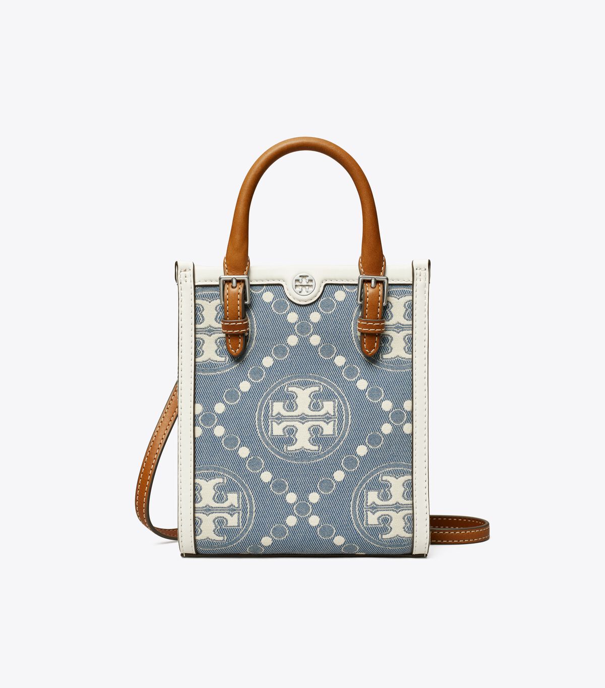 tory burch mini t monogram denim tote