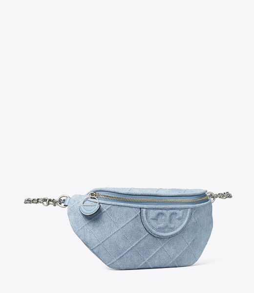 tory burch fleming denim print suede belt bag