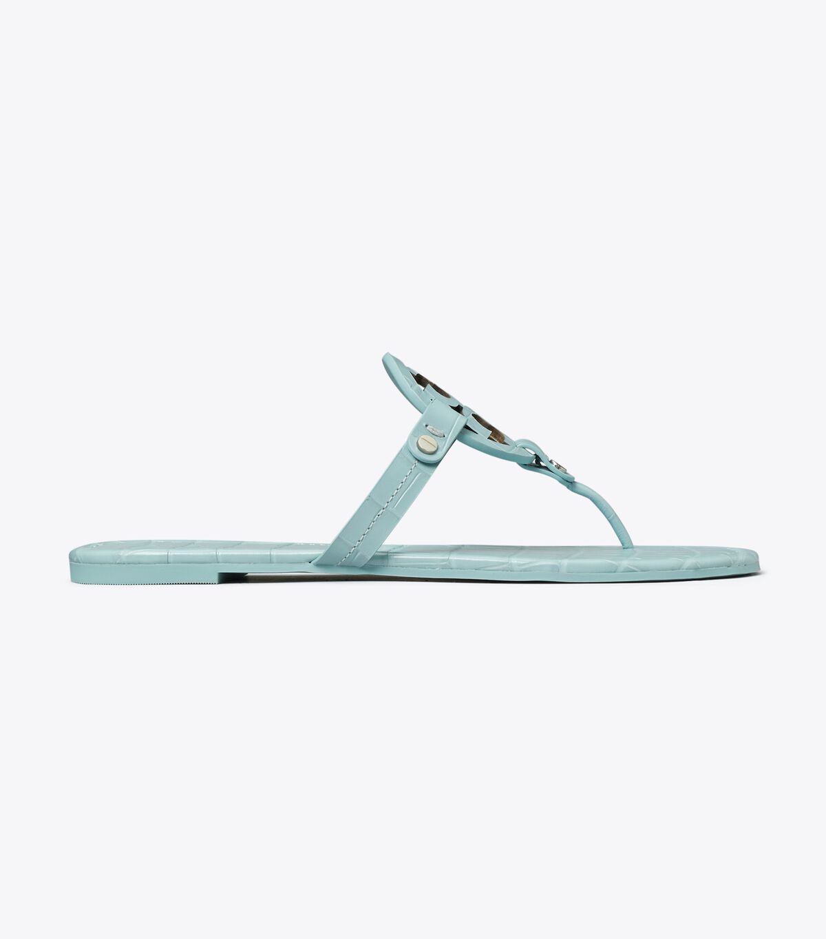 tory burch miller croc embossed leather sandal