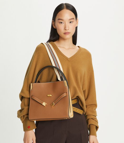 tory burch small lee radziwill pebbled double bag