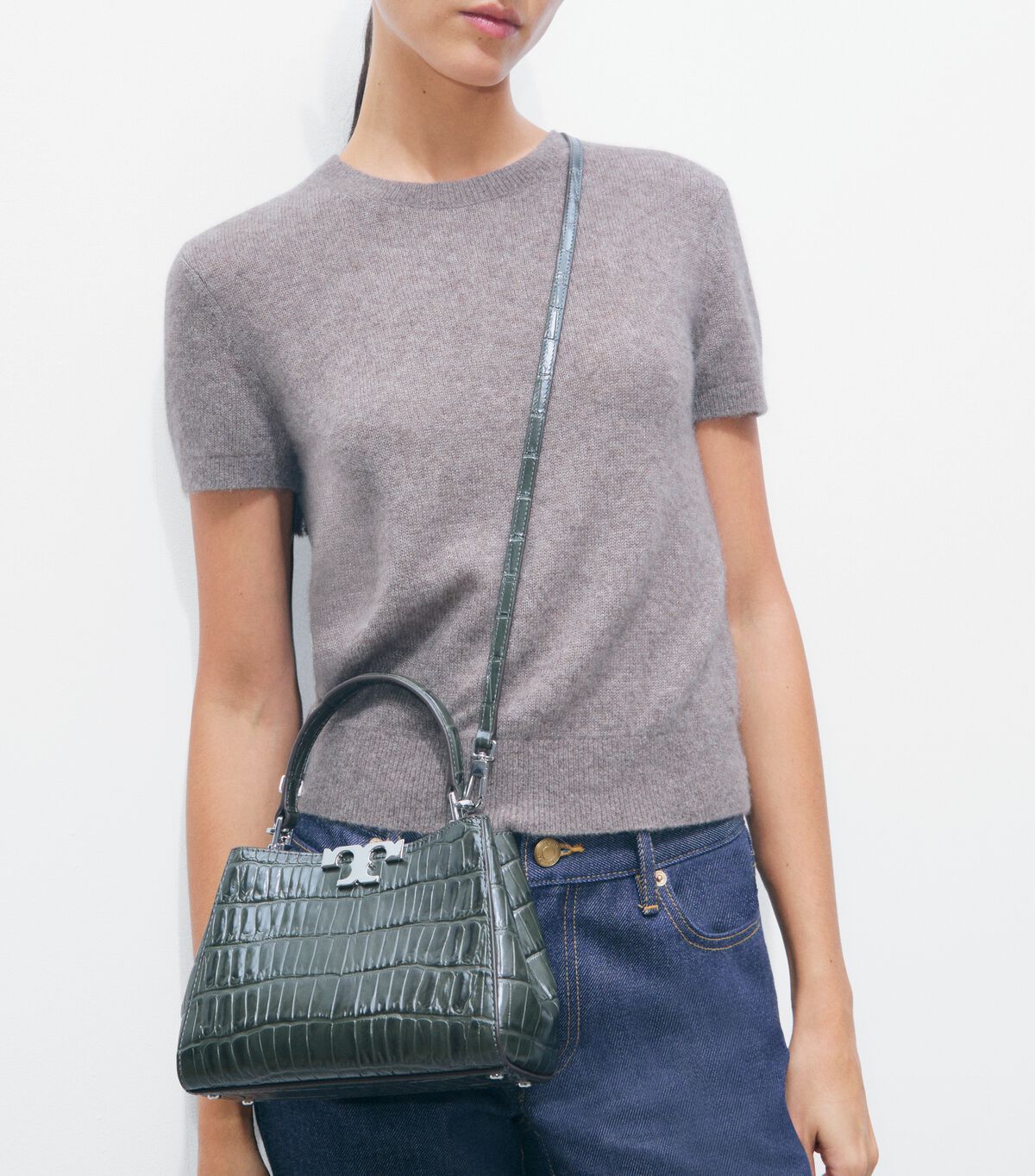 tory burch mini eleanor croc embossed satchel