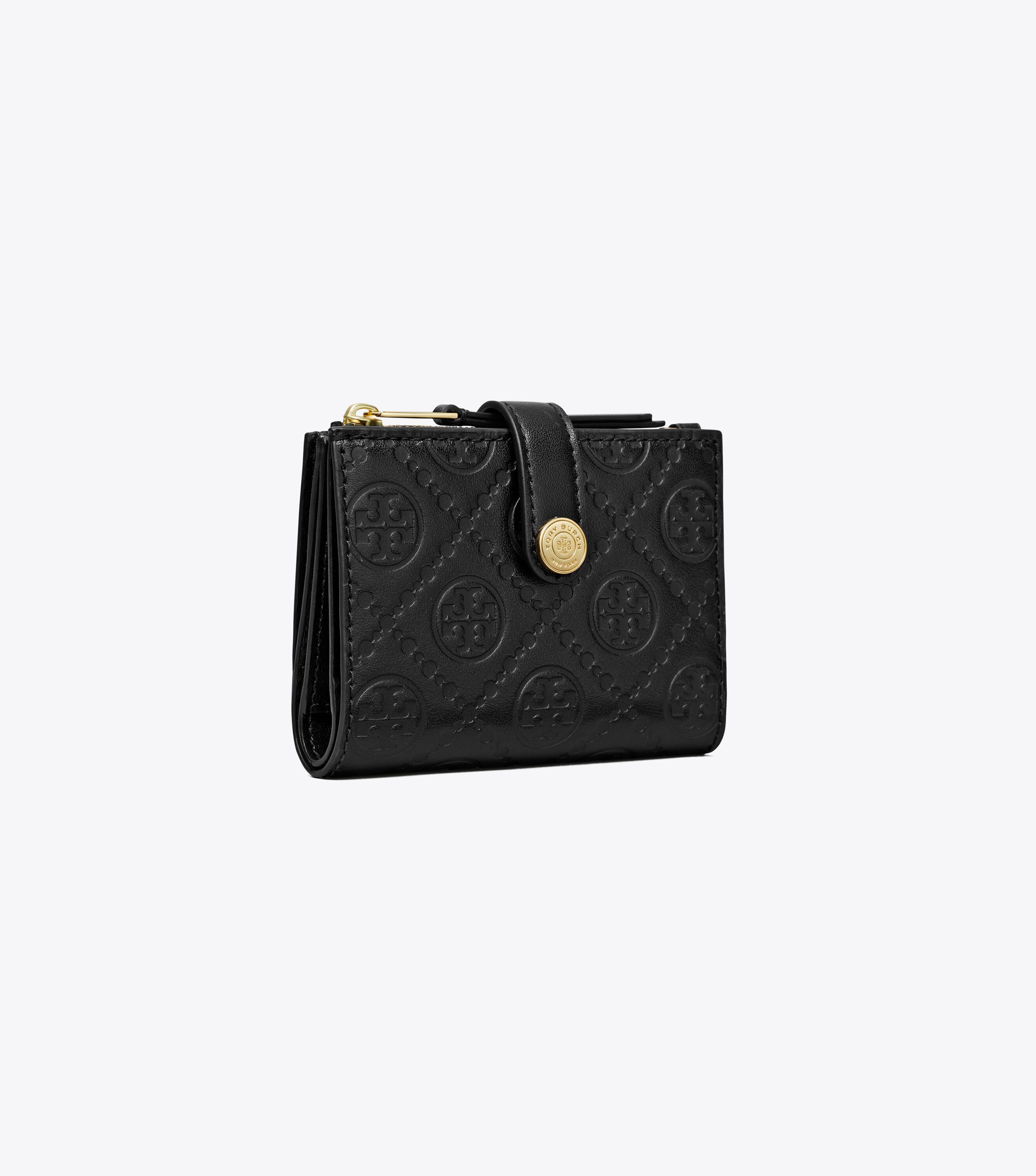 T Monogram Leather Bi-Fold Wallet, Black | Tory Burch UAE