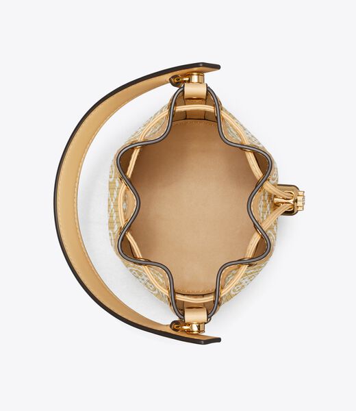 tory burch t monogram raffia mini bucket bag