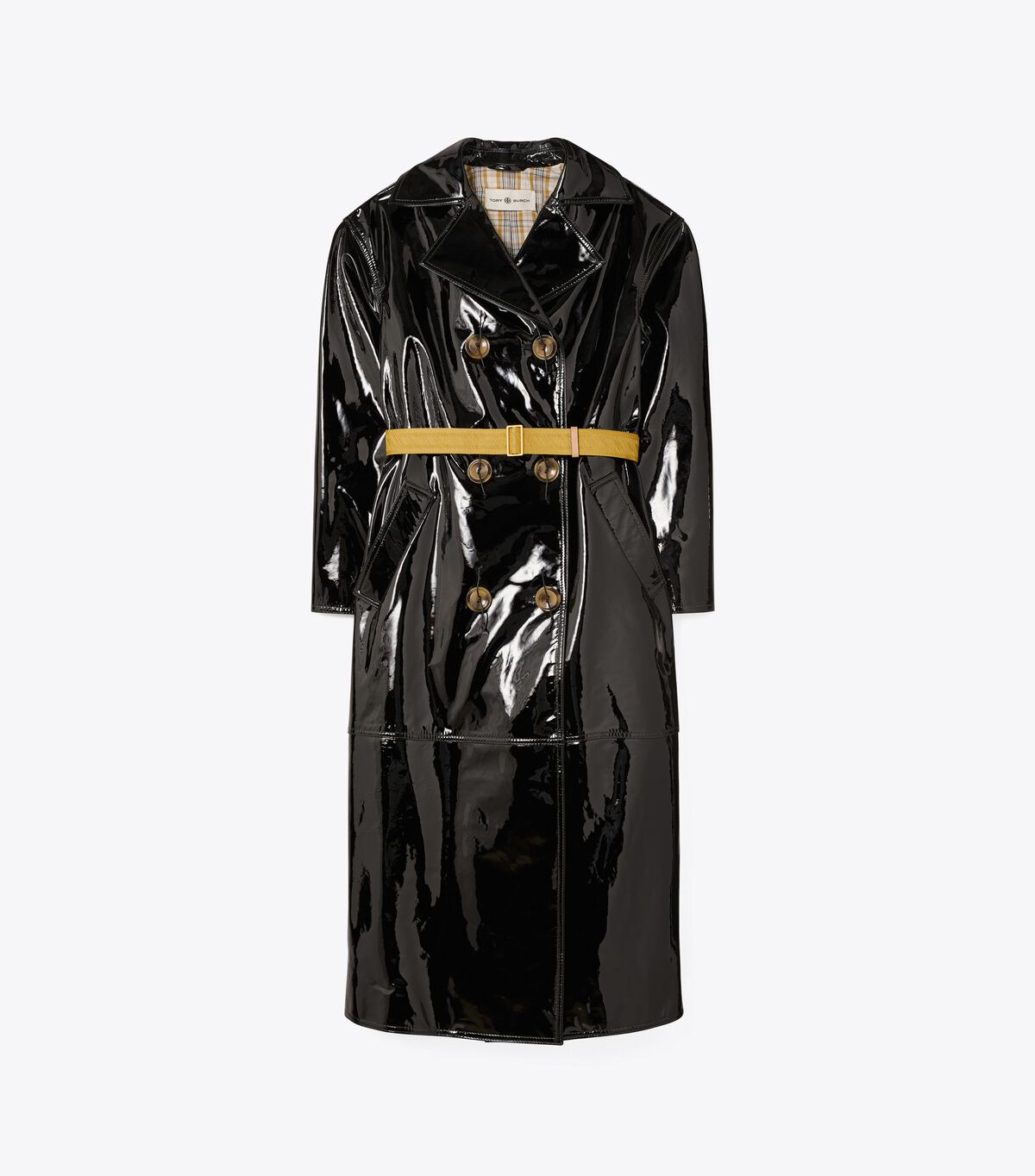 tory burch patent trench coat