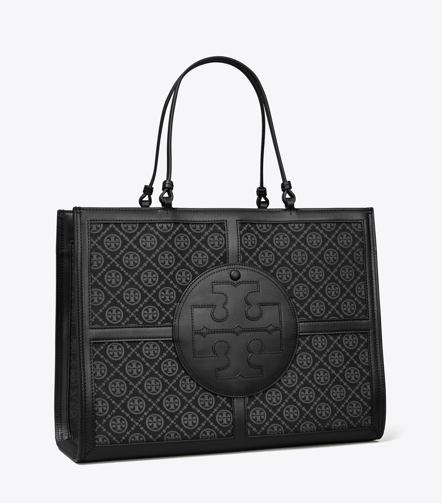 T Monogram Ella Quadrant Tote, Black/Black Tory Burch UAE