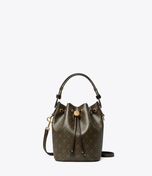 tory burch t monogram coated canvas mini bucket bag