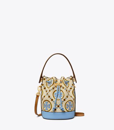 Mini T Monogram Contrast Embossed Bucket Bag