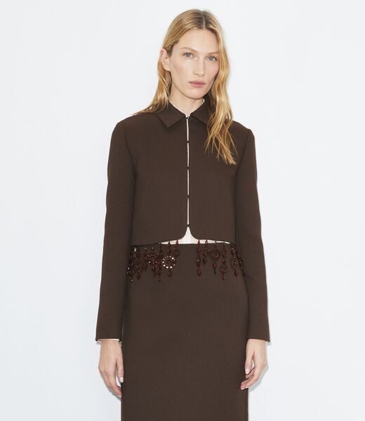 tory burch جاكيت كريب قصير