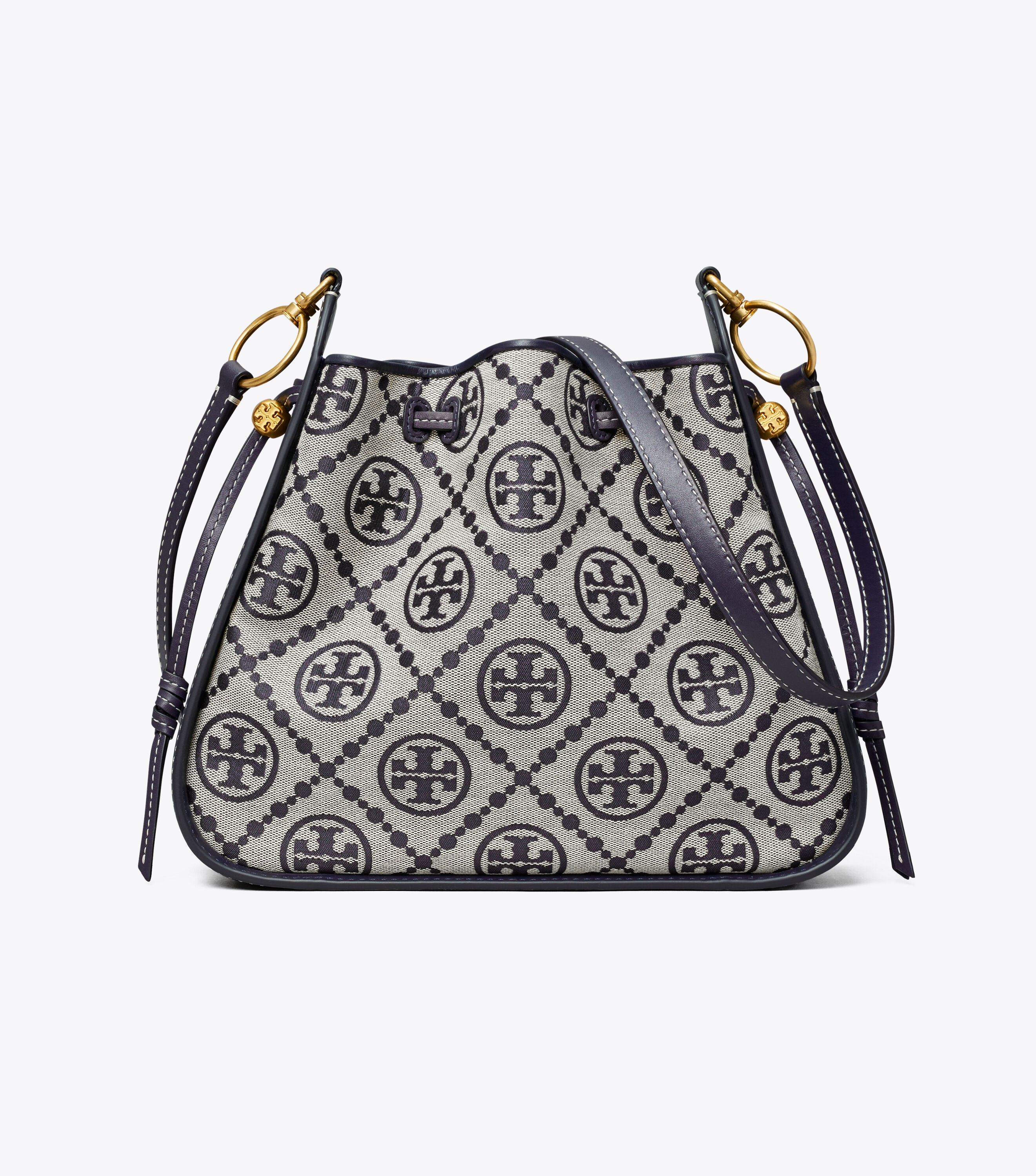 TORY BURCH TORY BURCH T Monogram Jacquard Bell Bag NAVY | TORY BURCH TORY BURCH T Monogram Jacquard Bell Bag NAVY |