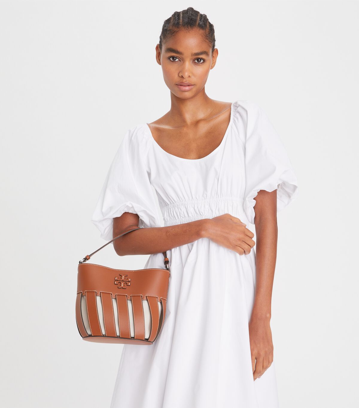 tory burch small mcgraw stripe die cut bucket bag