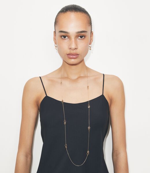 tory burch قلادة طويلة مرصعة بأحجار كريمة متشابكة