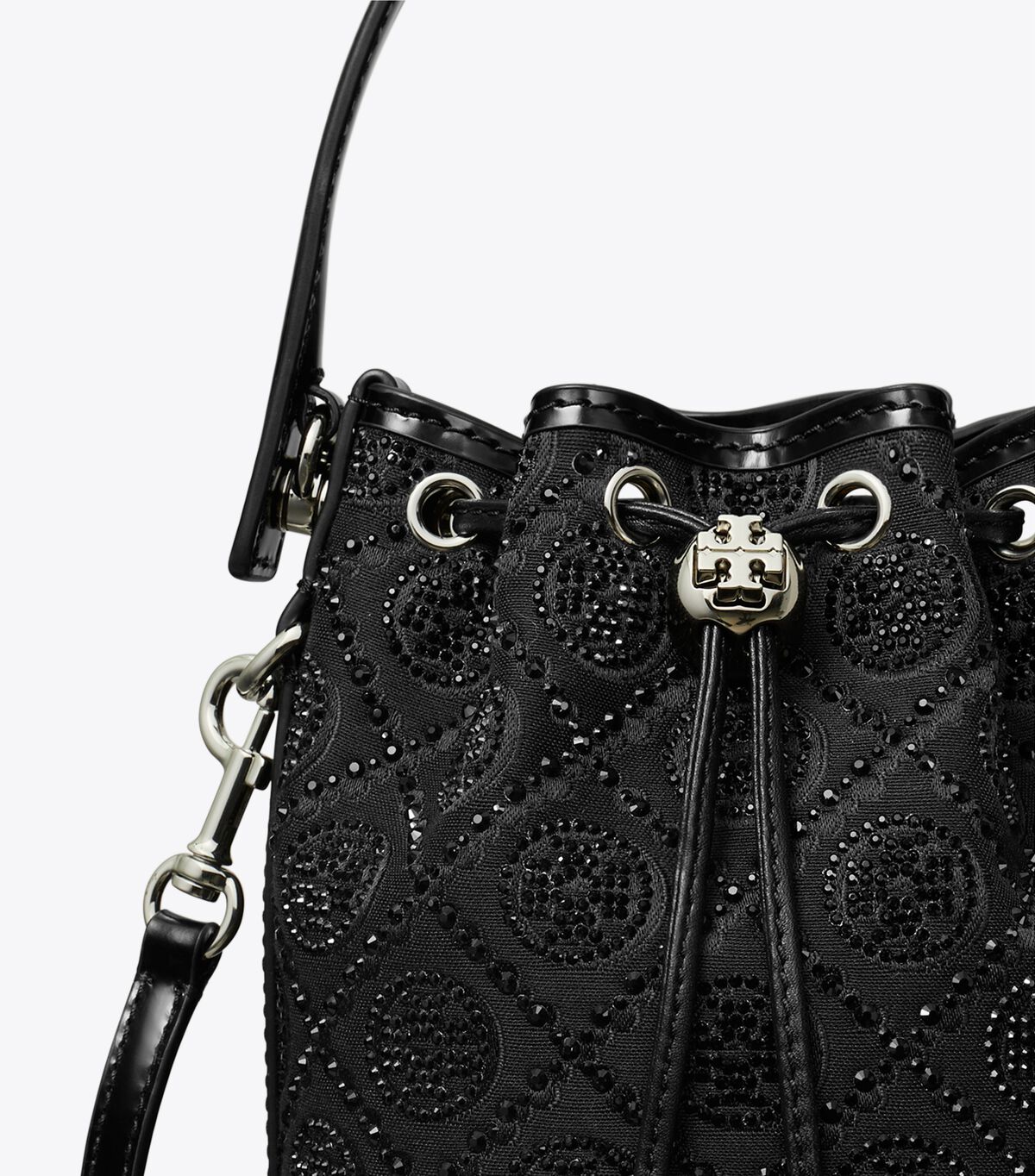 tory burch t monogram embellished mini bucket bag