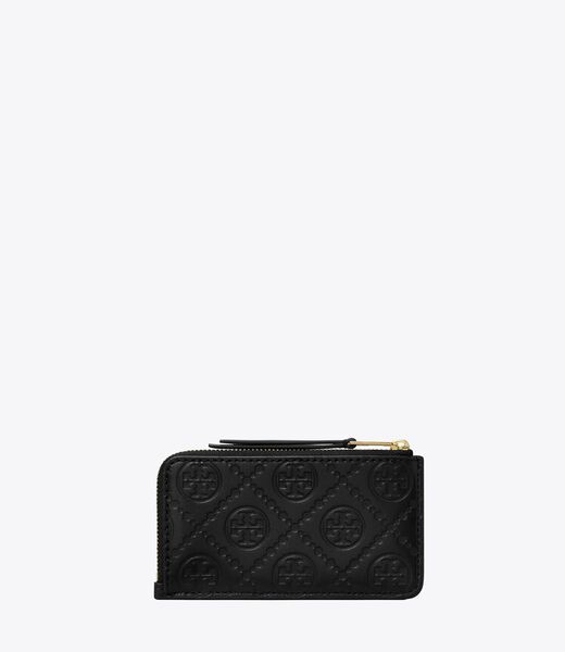 tory burch t monogram leather zip card case