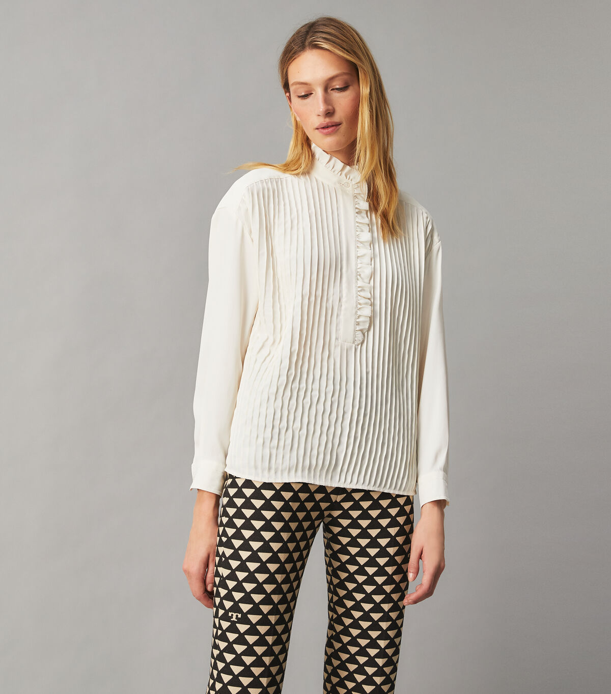 tory burch ruffle front blouse