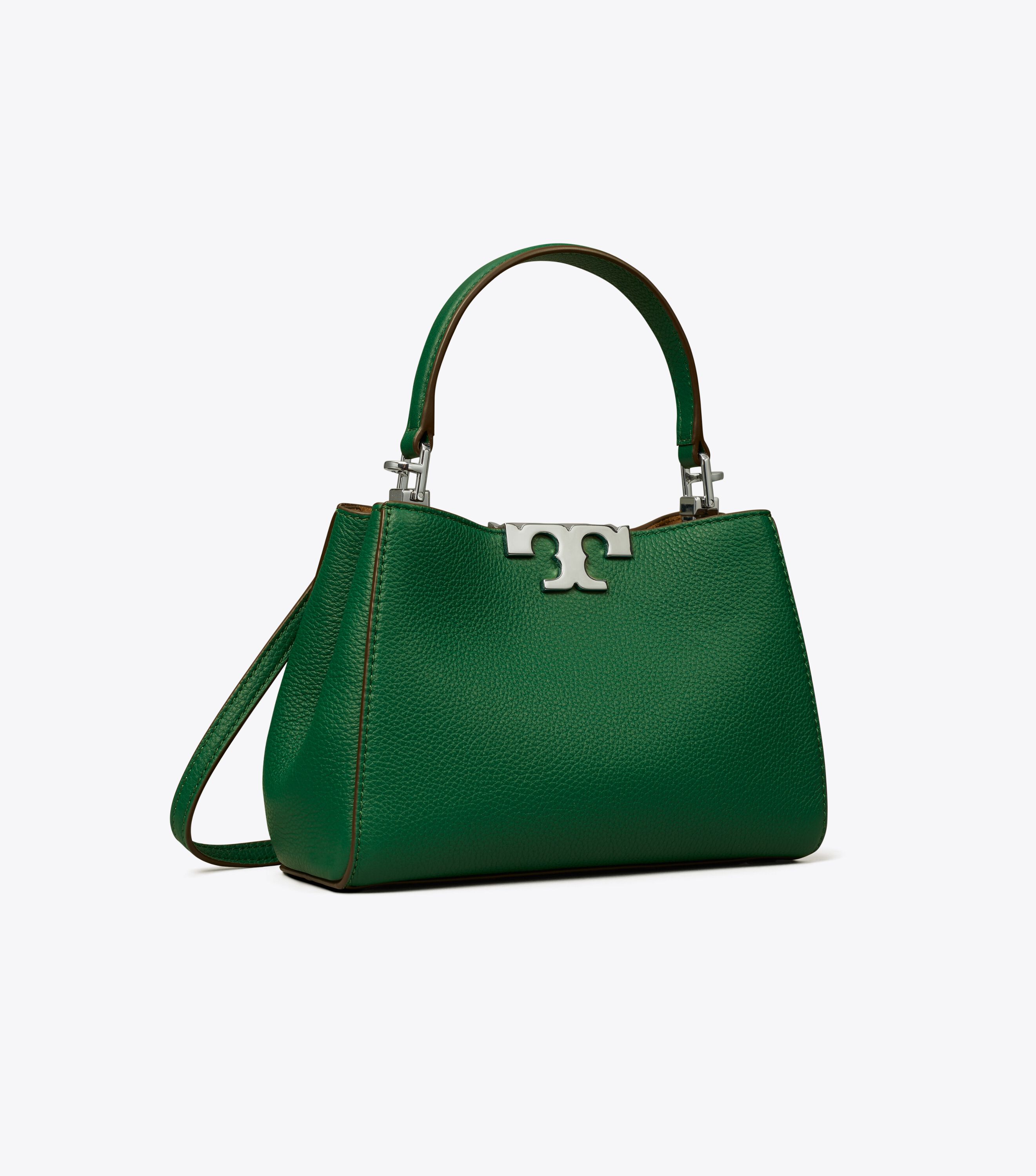 Tory Burch　フレミング　ダブルジップバッグ　エメラルドグリーン Mini Eleanor Soft Satchel, Dark Kale | Tory Burch UAE