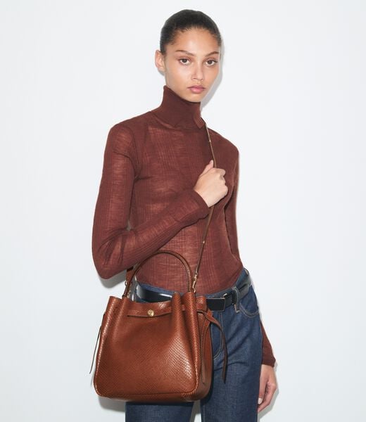 Romy Snake-Embossed Bucket Bag tory burch romy snake embossed bucket bag