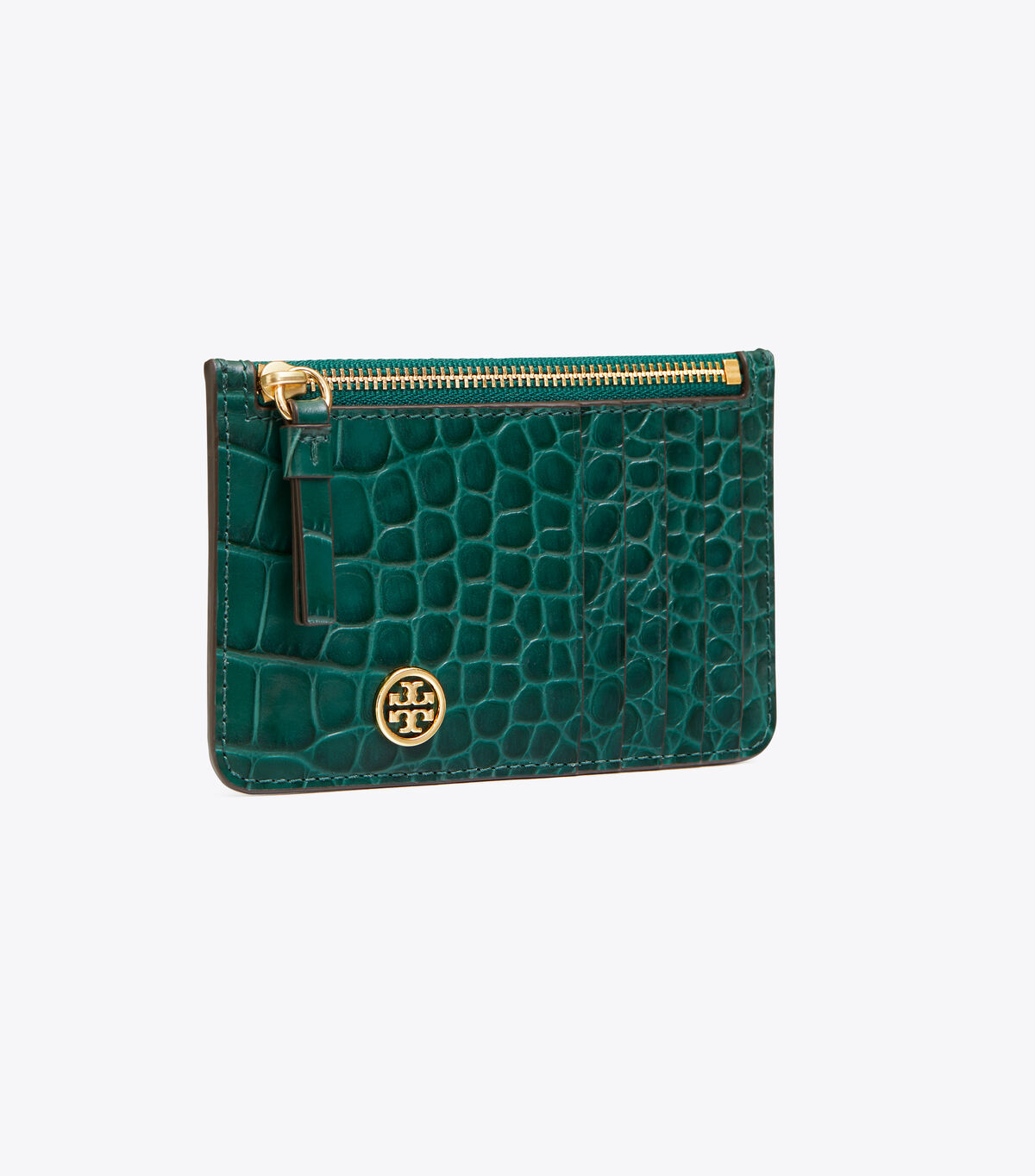 tory burch robinson embossed top zip card case