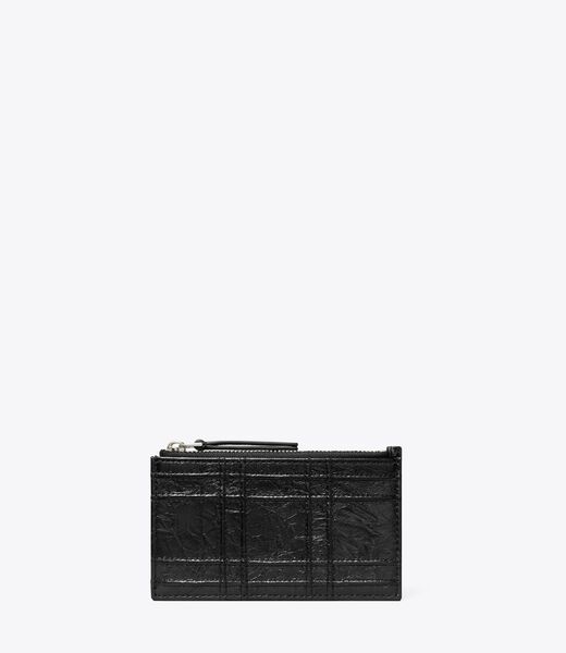 tory burch fleming soft metallic square quilt zip card case