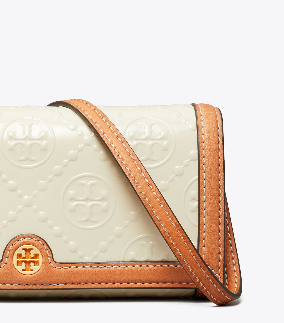 tory burch t monogram patent chain wallet
