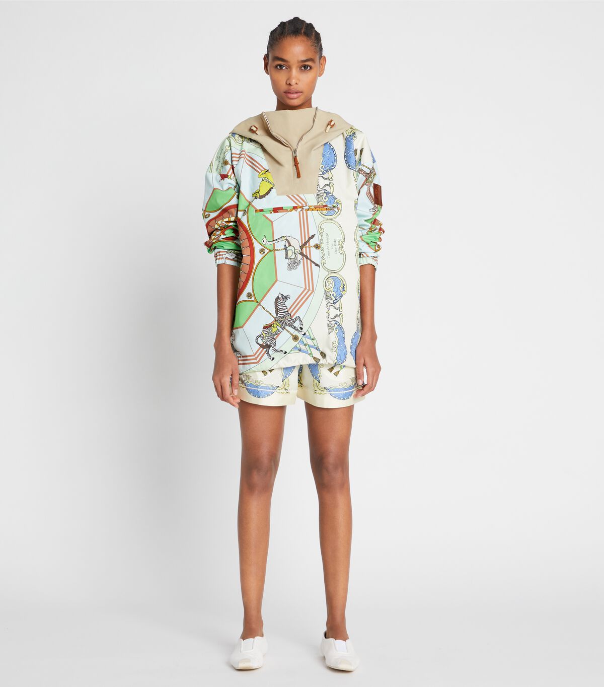 tory burch printed half zip anorak