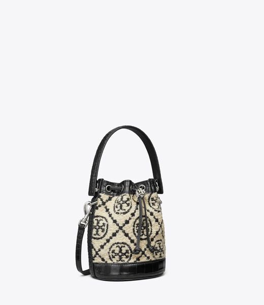 tory burch t monogram boucl mini bucket bag