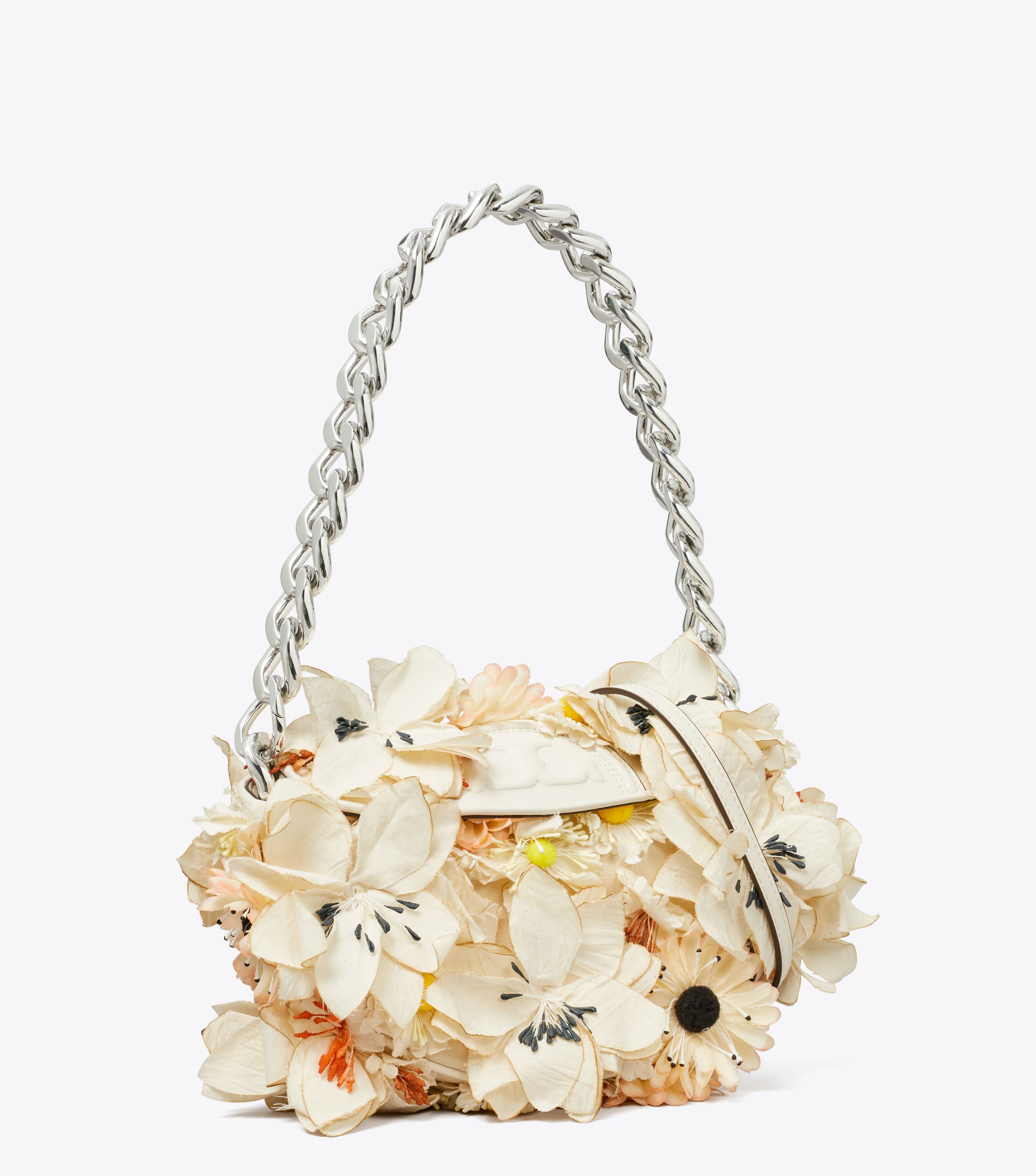 Mini Fleming Soft Floral Embellished Crescent Bag, Multi | Tory