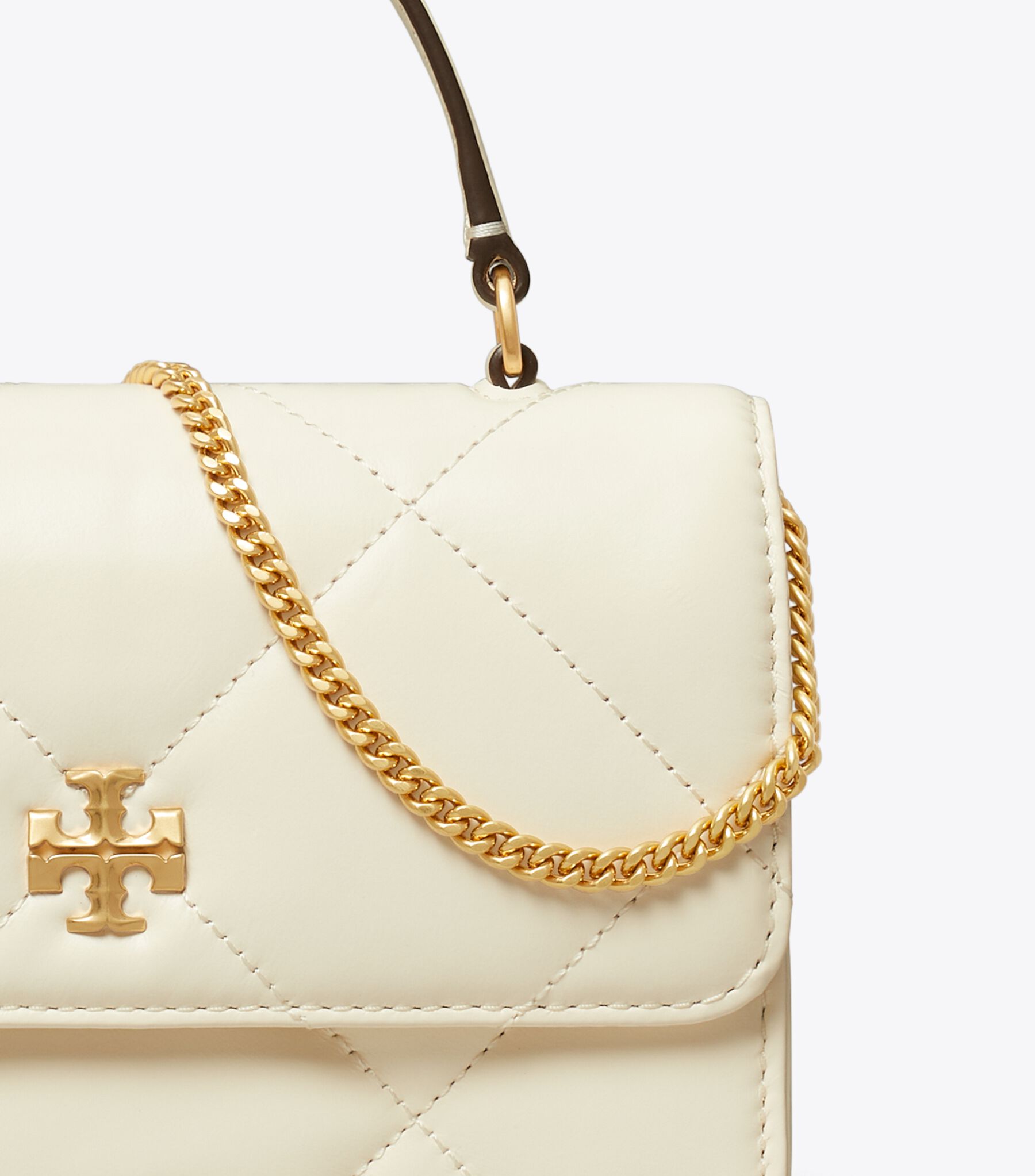 Mini Kira Diamond Quilt Top-Handle Crossbody, Warm White | Tory 