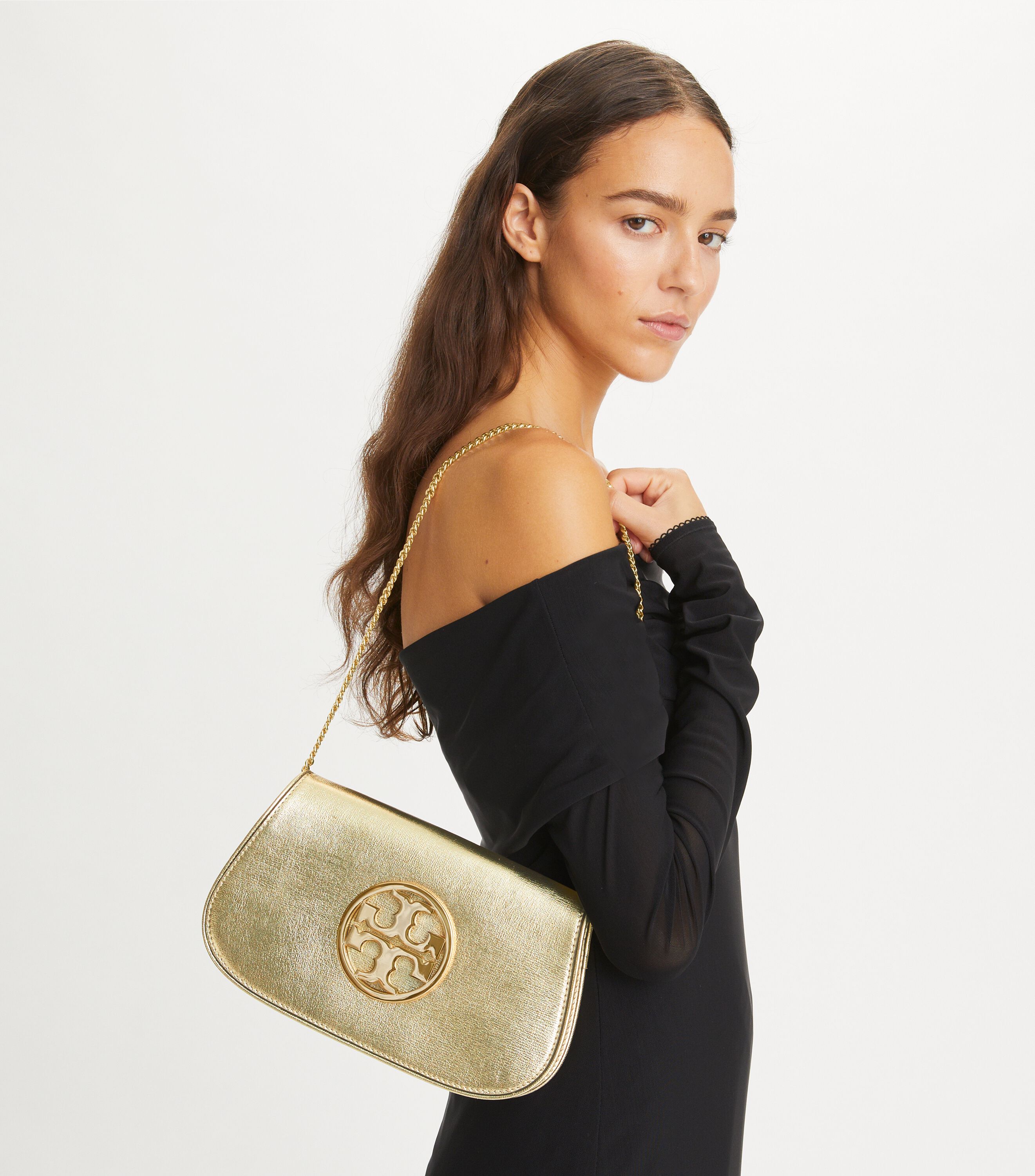 Tory Burch Reva Metallic Clutch Tory Burch UAE