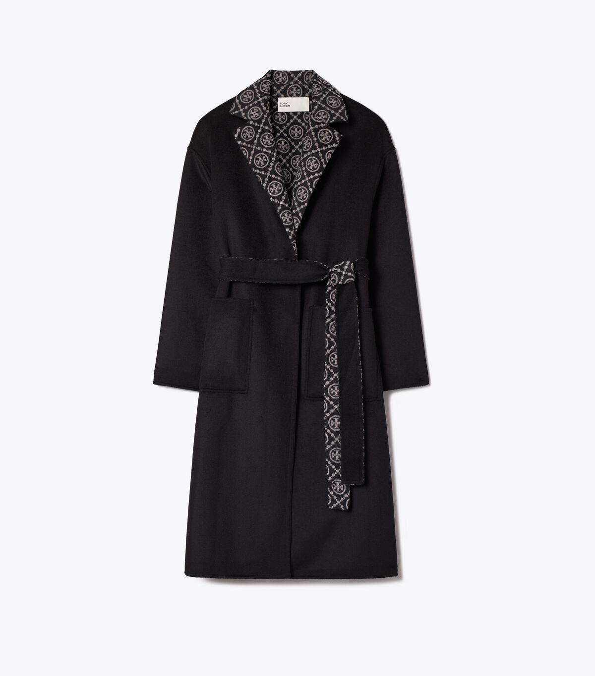معطف صوف ملفوف بنقشة حرف T tory burch معطف صوف ملفوف بنقشة حرف t