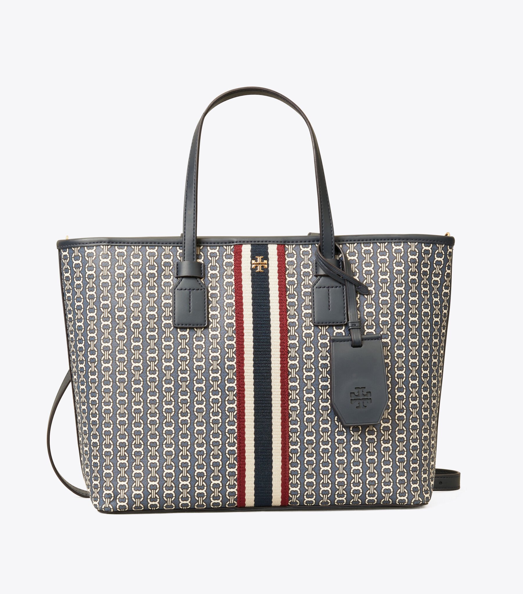 Gemini Link Canvas Small Top-Zip Tote Bag, Tory Navy Gemini Link