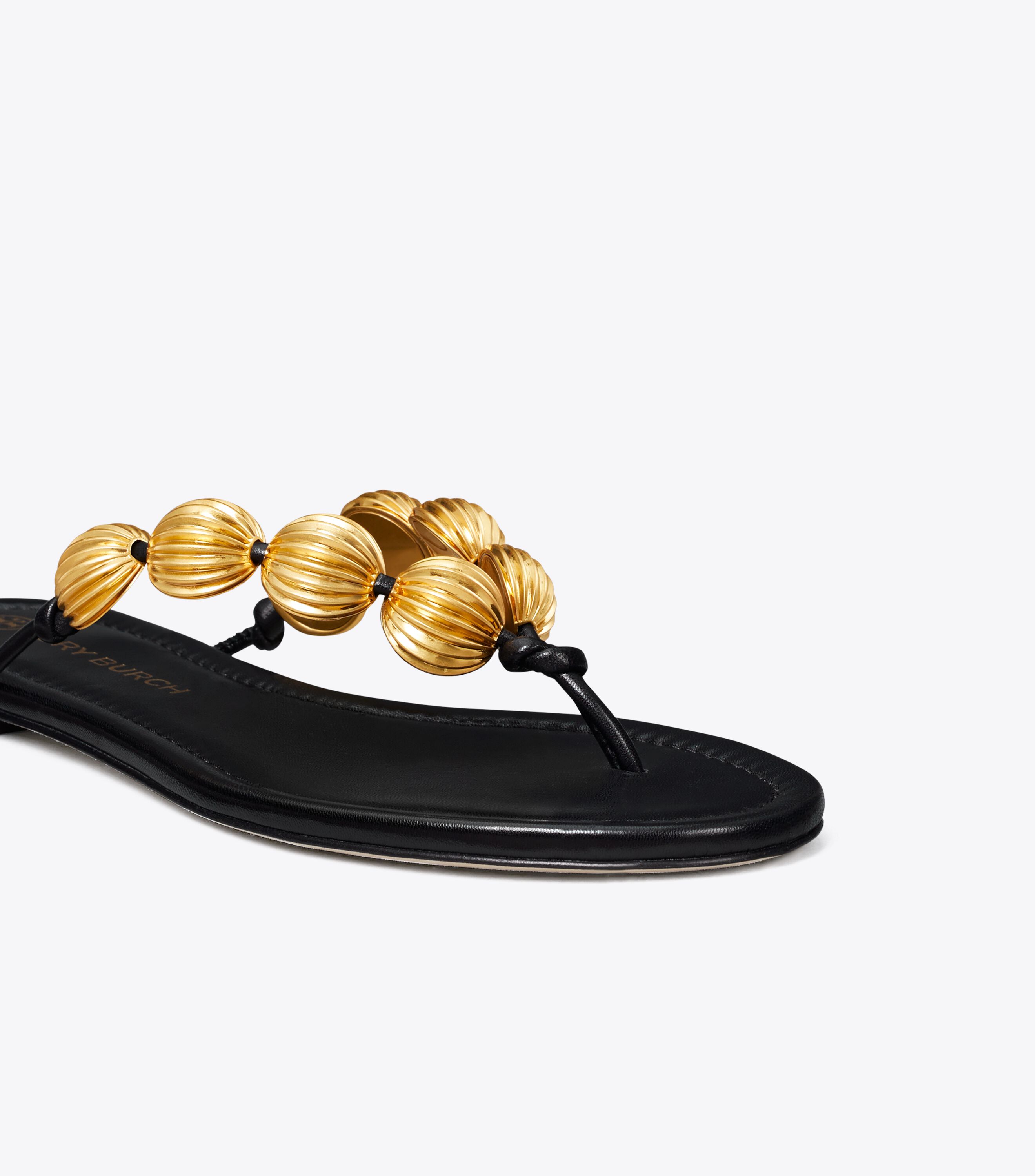 Capri Beaded Sandal, Perfect Black/ Gold | Tory Burch UAE