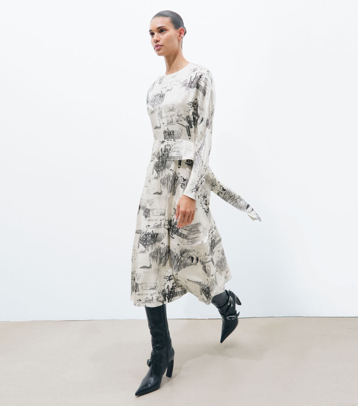 Printed Silk Tie-Waist Dress tory burch printed silk tie waist dress