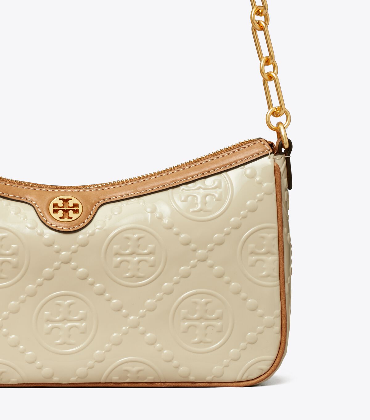 tory burch t monogram patent embossed studio bag