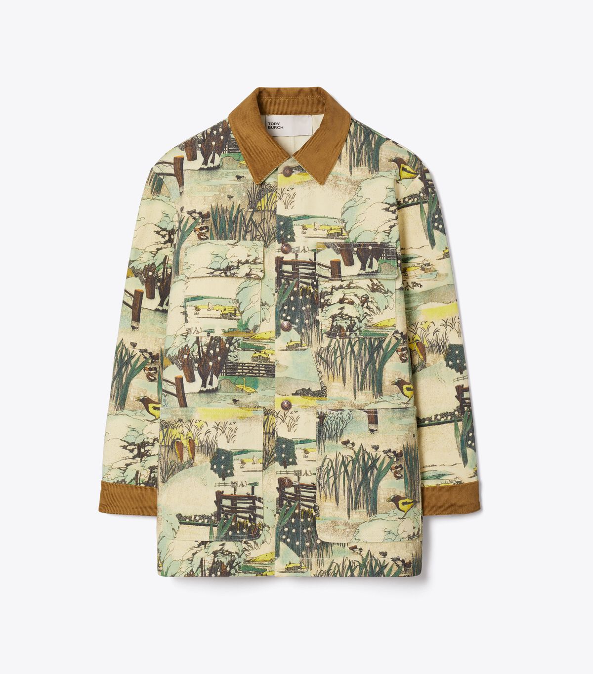 Printed Denim Barn Jacket tory burch printed denim barn jacket