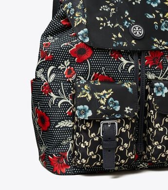 Mixed-Print Nylon Flap Backpack