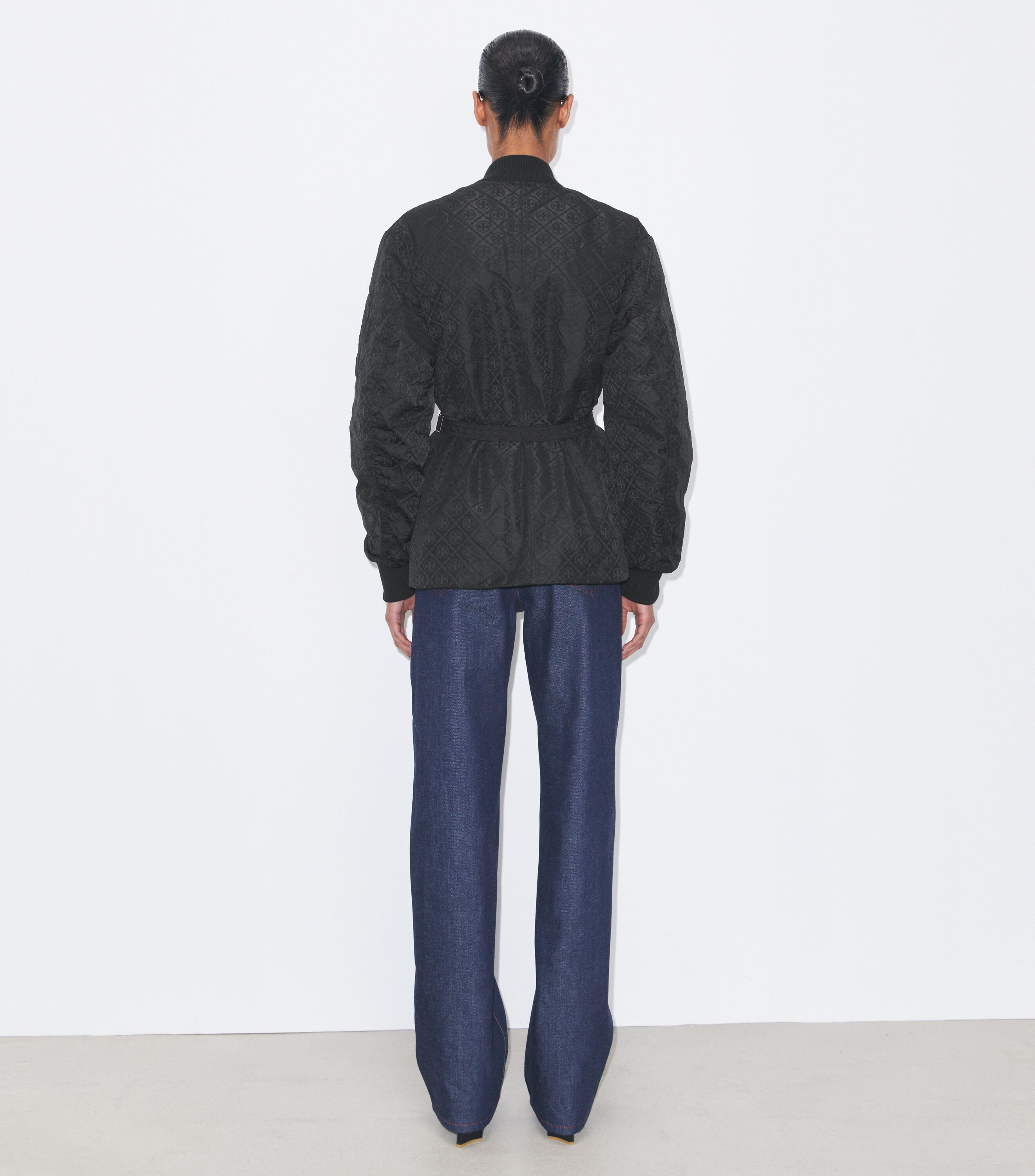 T Monogram Jacquard Zip Jacket, Black T Monogram | Tory Burch UAE