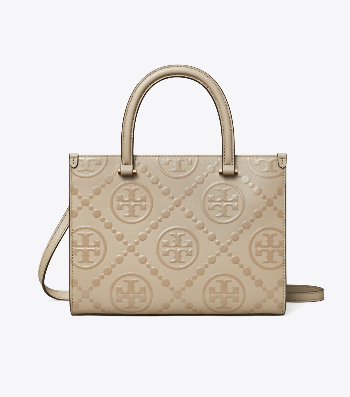 tory burch t monogram top handle embossed tote
