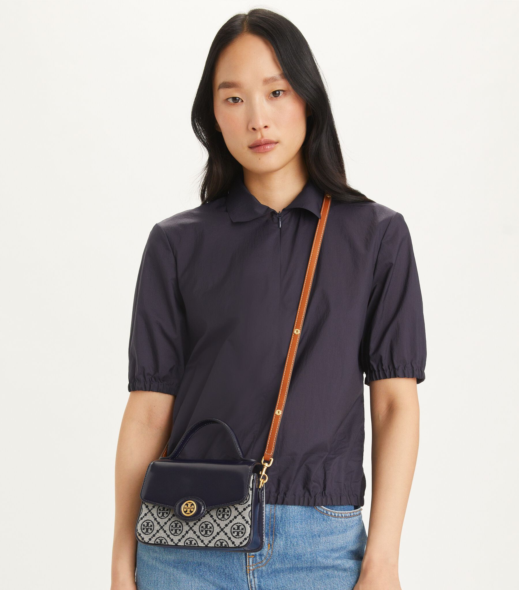 T Monogram Robinson Small Top-Handle Bag, Tory Navy Tory Burch UAE