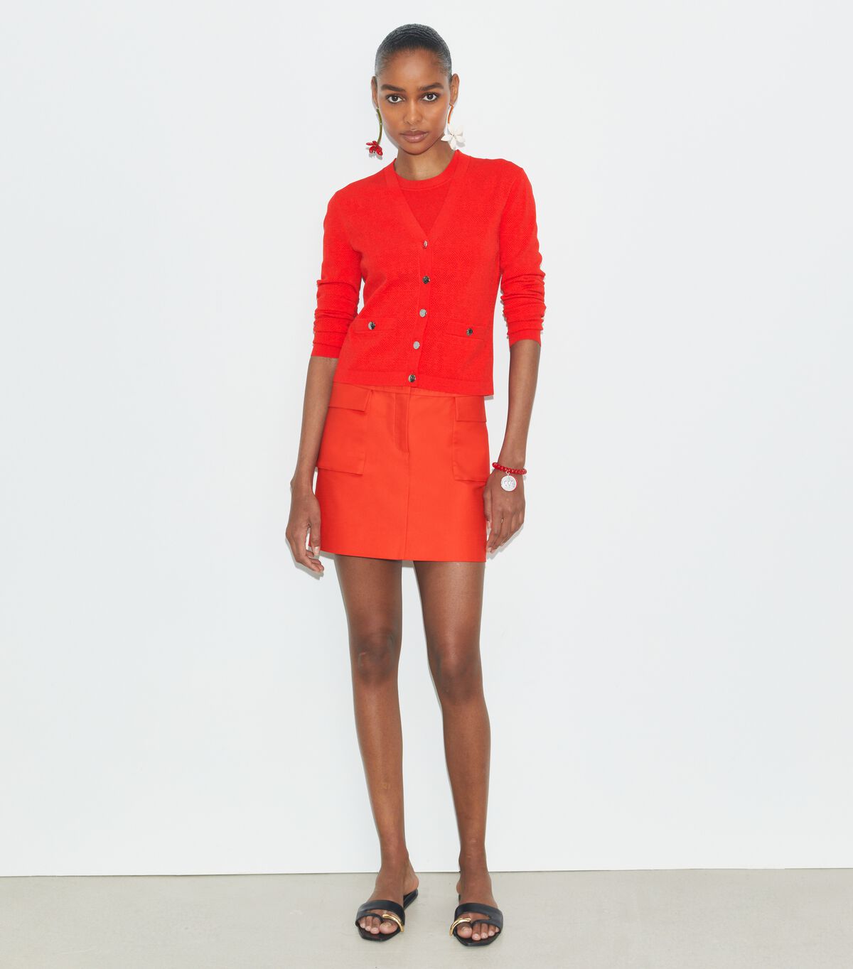 tory burch t monogram jacquard cardigan