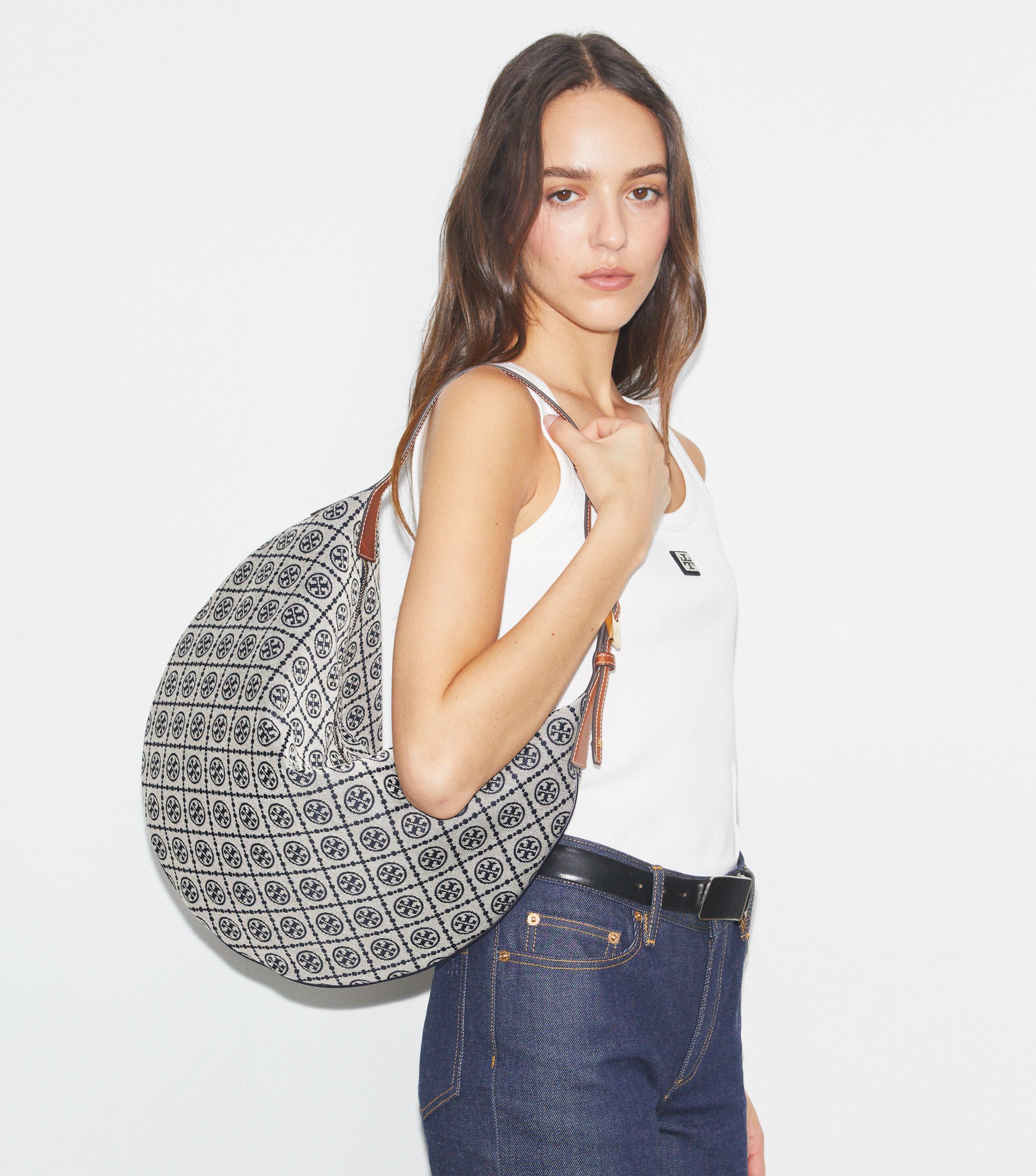 T Monogram Balloon Bag, Tory Navy | Tory Burch UAE T Monogram Balloon Bag, Tory Navy | Tory Burch UAE