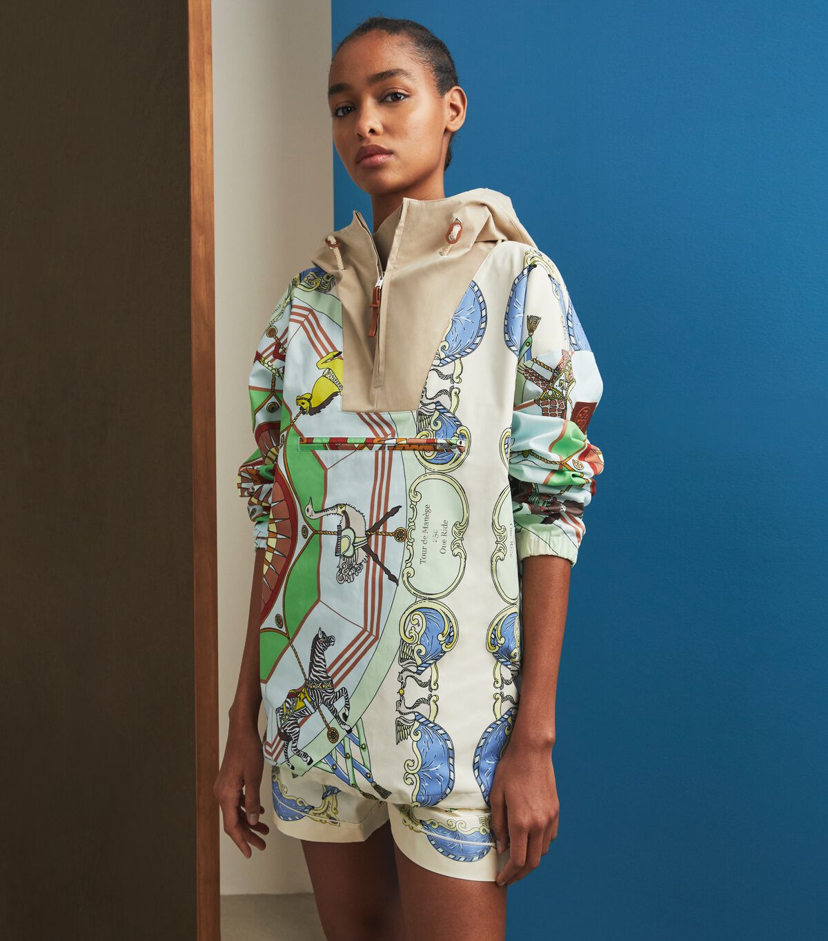 tory burch printed half zip anorak